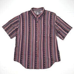 Vintage 90s Cherokee Western Print Button Shirt Short Sleeve Southwestern Size M